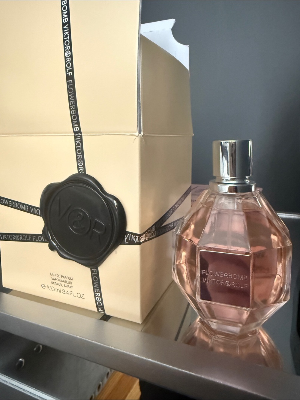 Viktor & Rolf Pink Faceted Decorative Bottle with Silver Cap